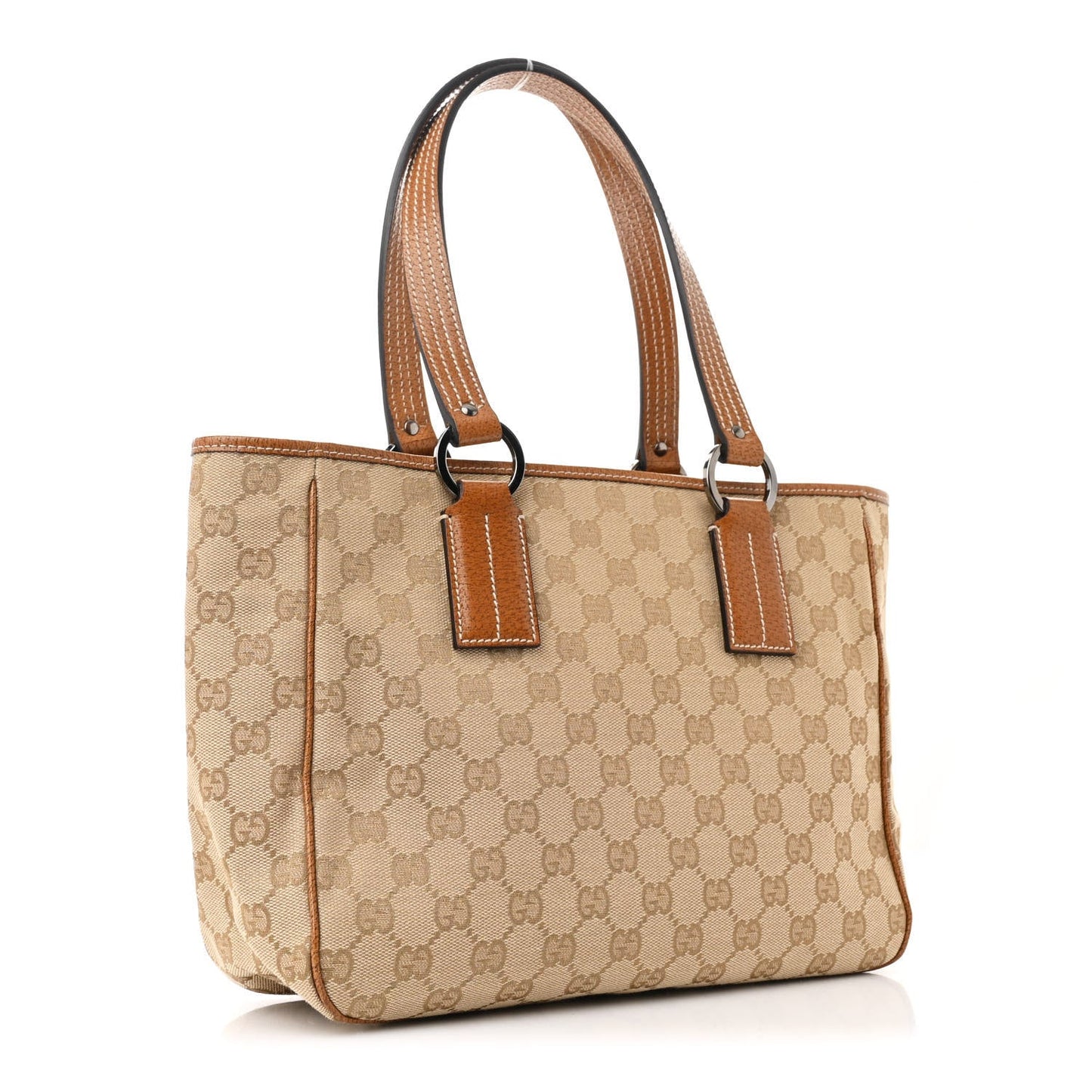 Gucci Monogram Medium Tote Beige Brown