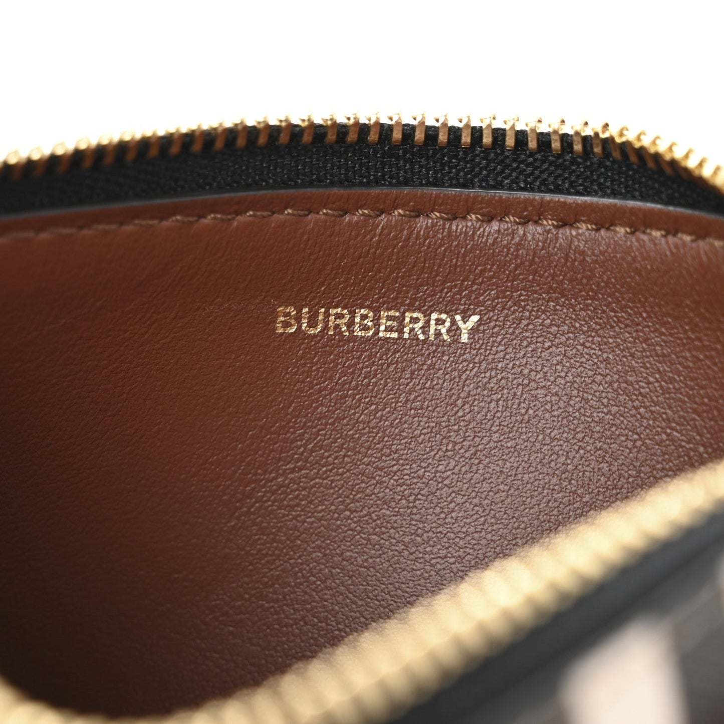 Burberry E-Canvas Calfskin Icon Stripe Zip Coin Case Archive Beige