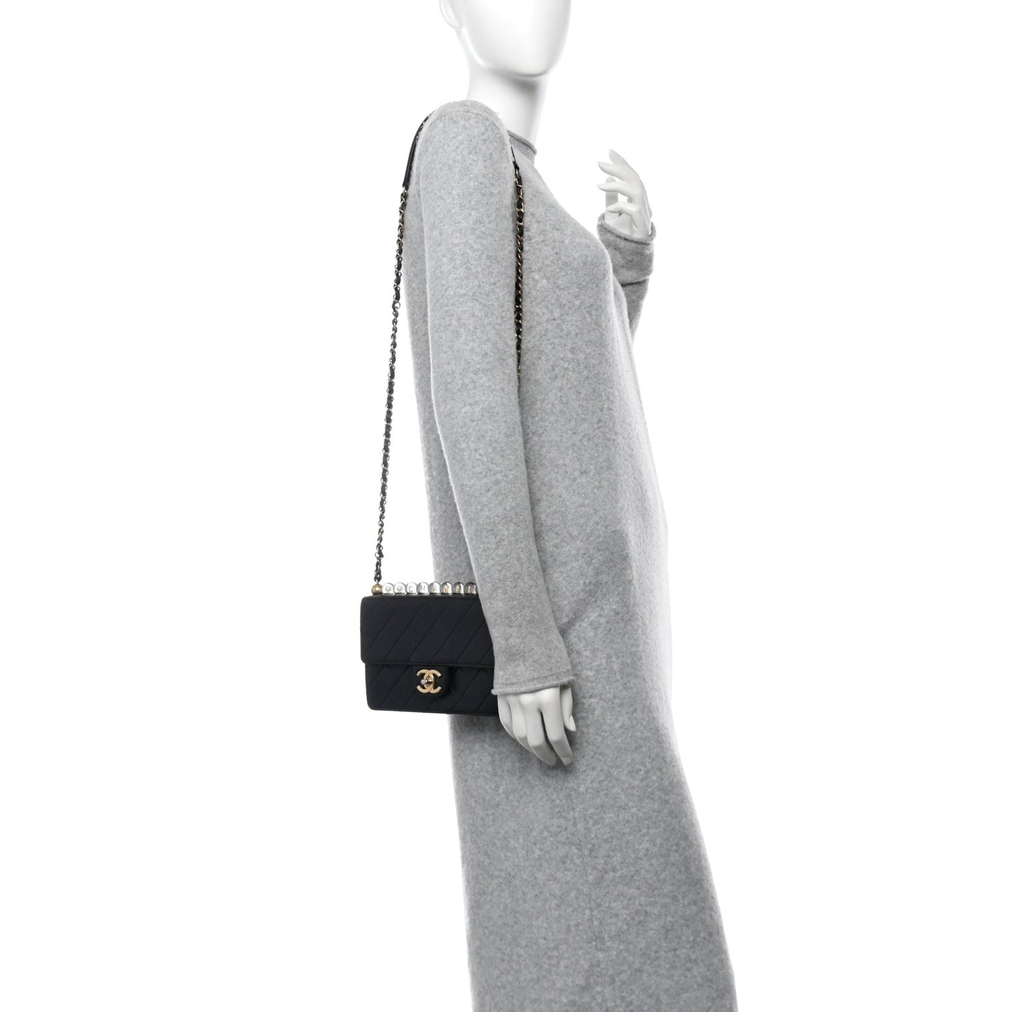 Chanel Lambskin Quilted Small Chic Pearls Flap Black