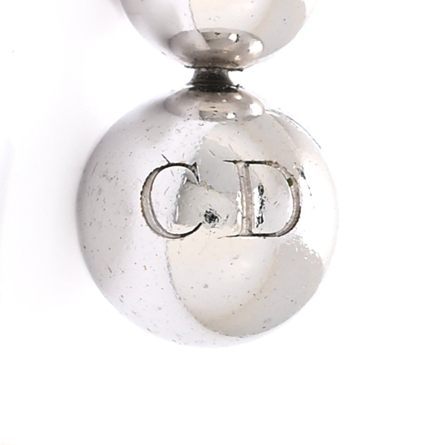 Christian Dior Metal Bead Drop Earrings Silver