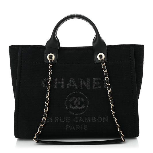 Chanel Mixed Fibers Small Deauville Tote Black