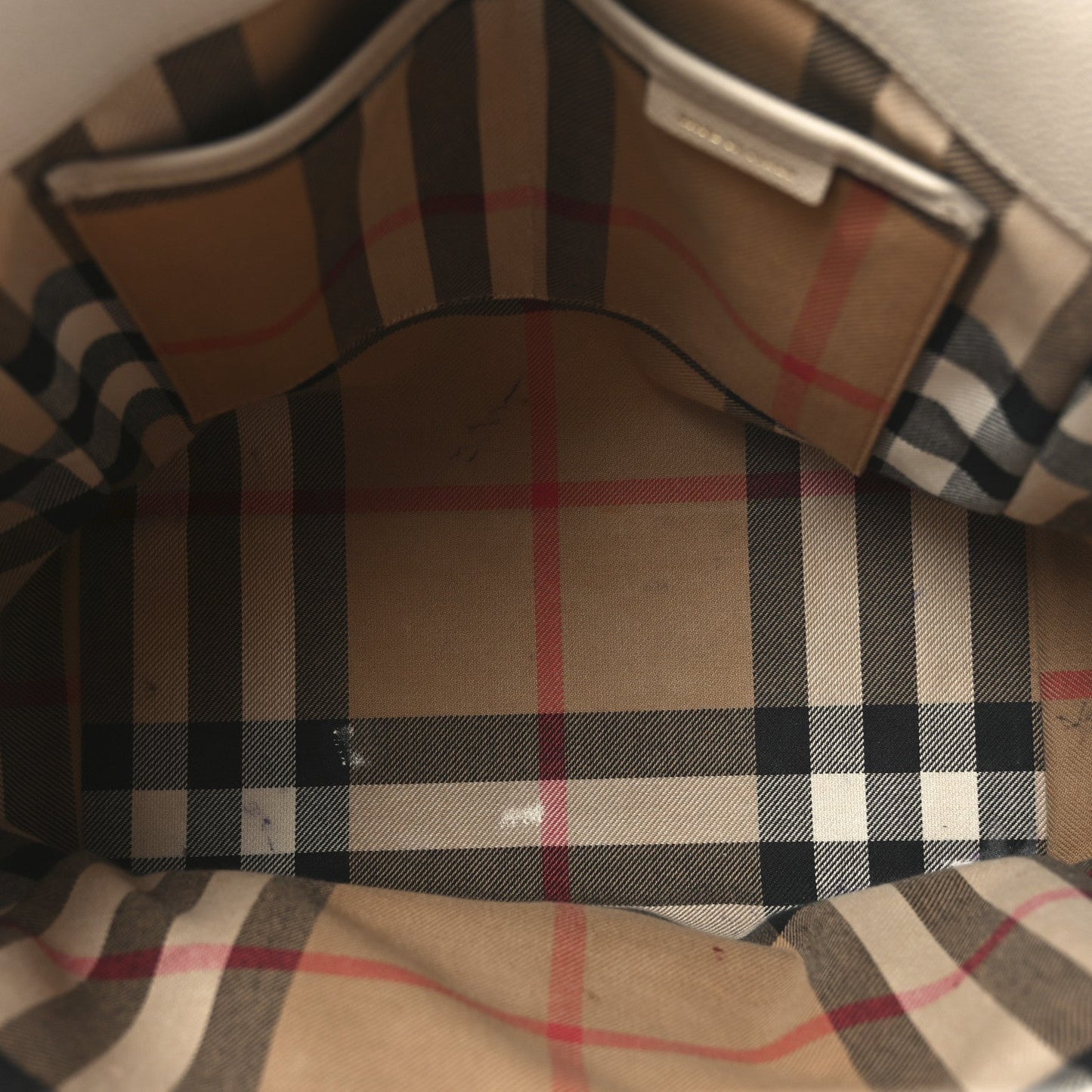 Burberry Soft Grain Calfskin Medium Buckle Tote Limestone