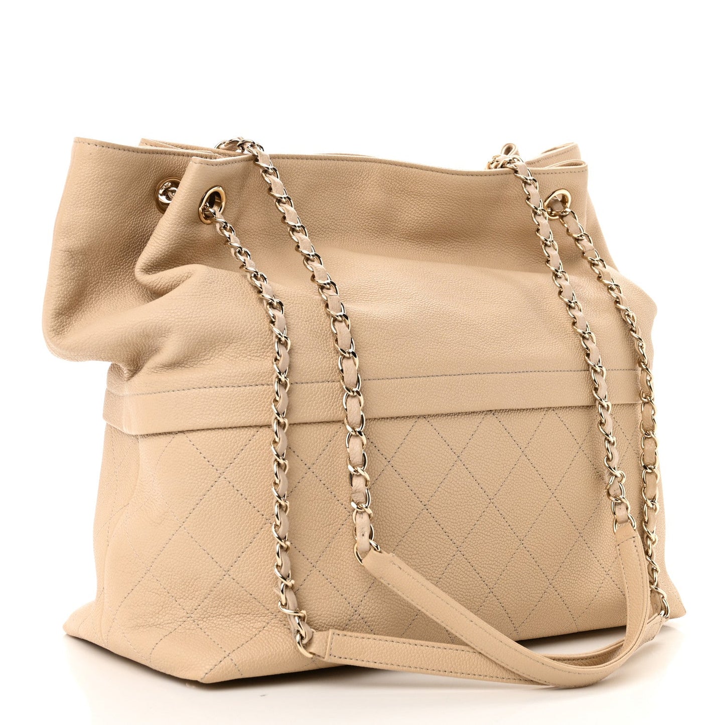 Chanel Caviar Stitched Shopping Tote Beige