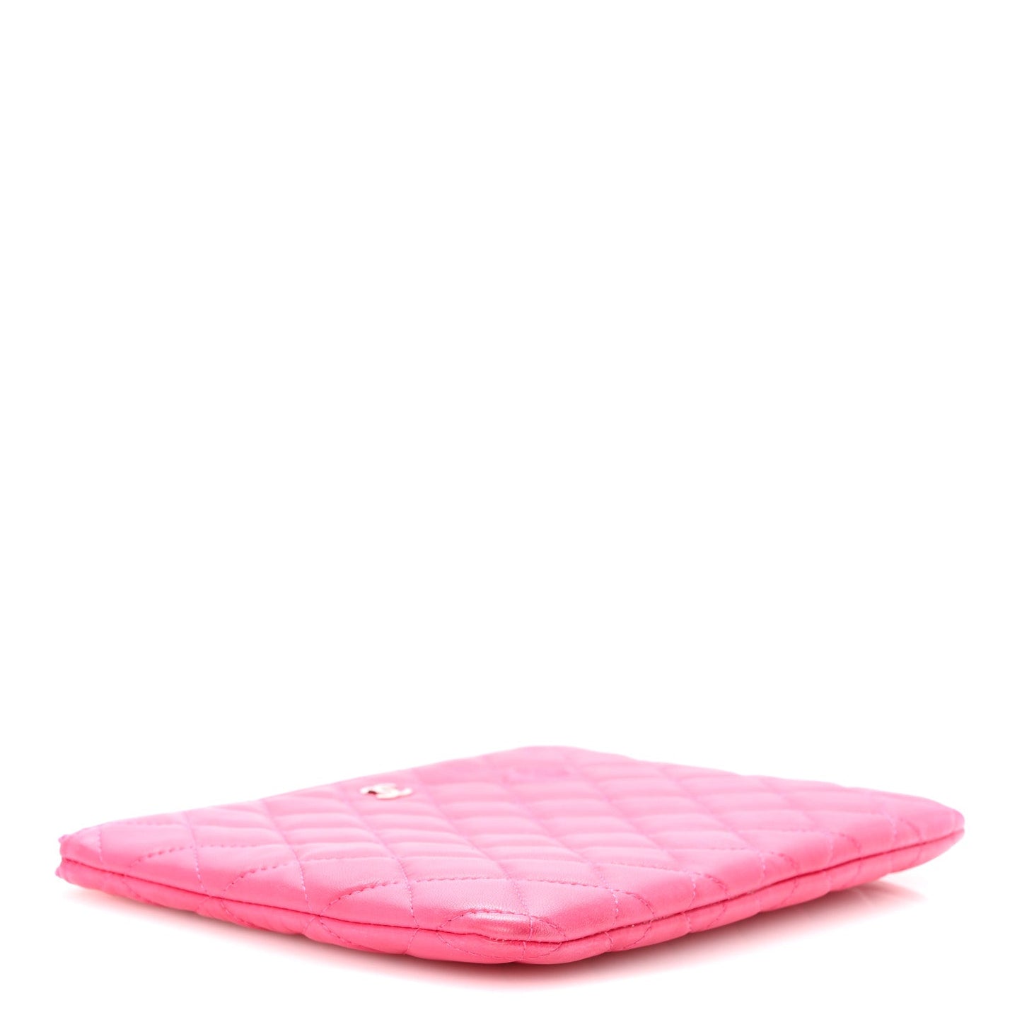Chanel Lambskin Quilted Medium Cosmetic Case Dark Pink