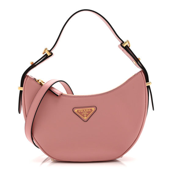 Prada Soft Calfskin Arque Shoulder Bag Alabastro