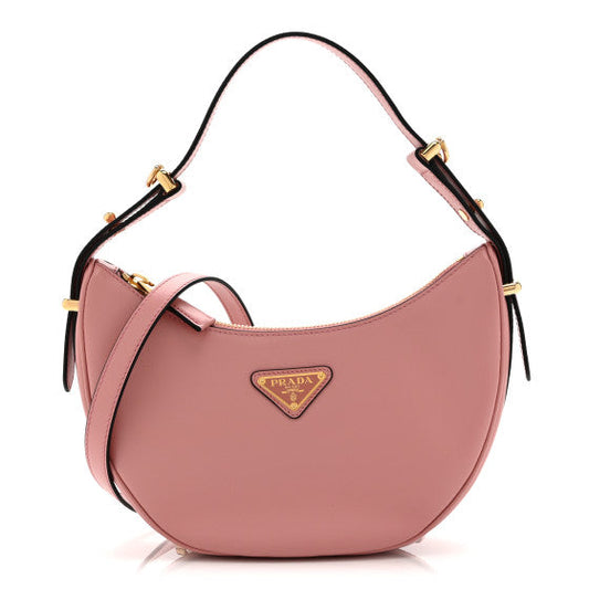 Prada Soft Calfskin Arque Shoulder Bag Alabastro