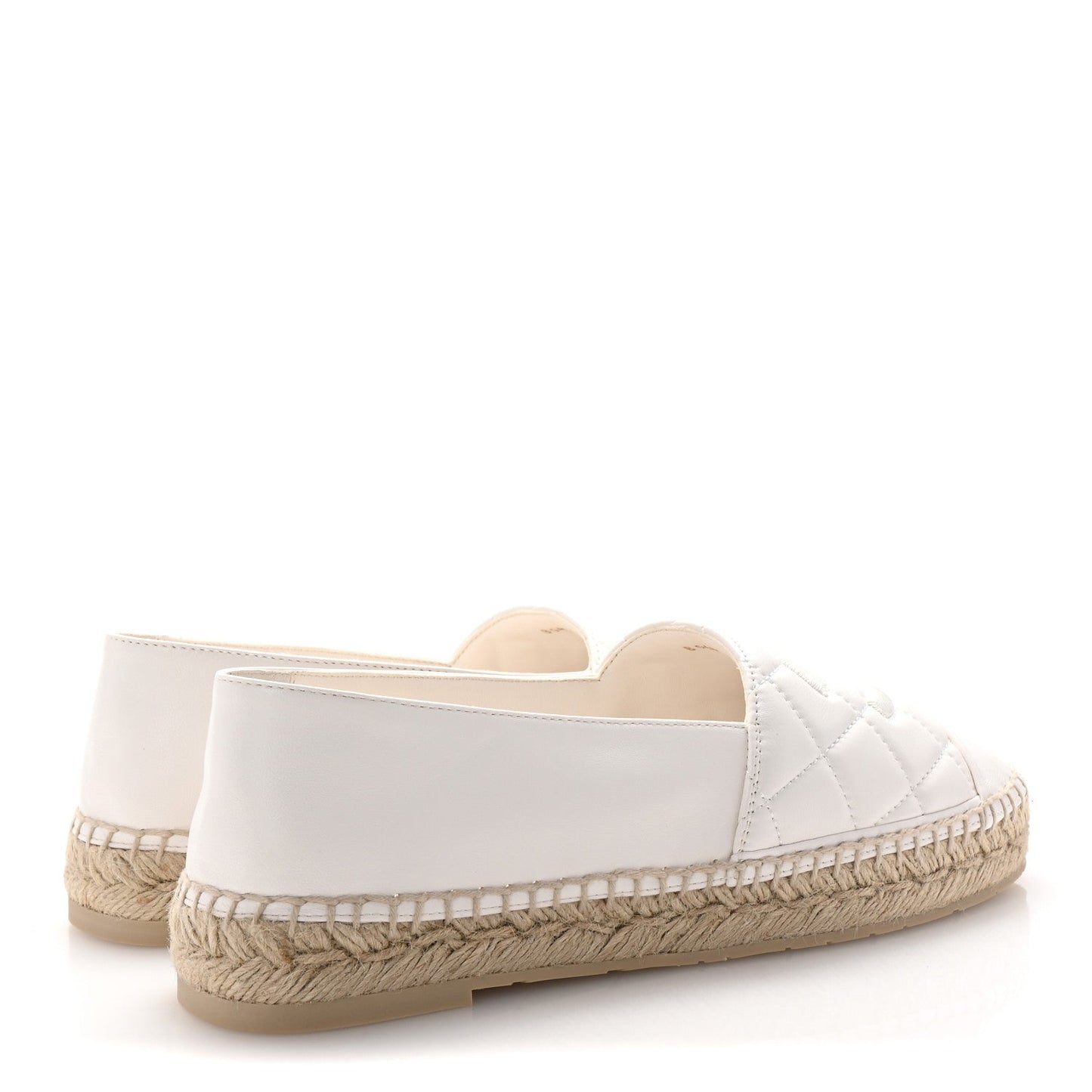 Chanel Lambskin Quilted CC Espadrilles 41 White