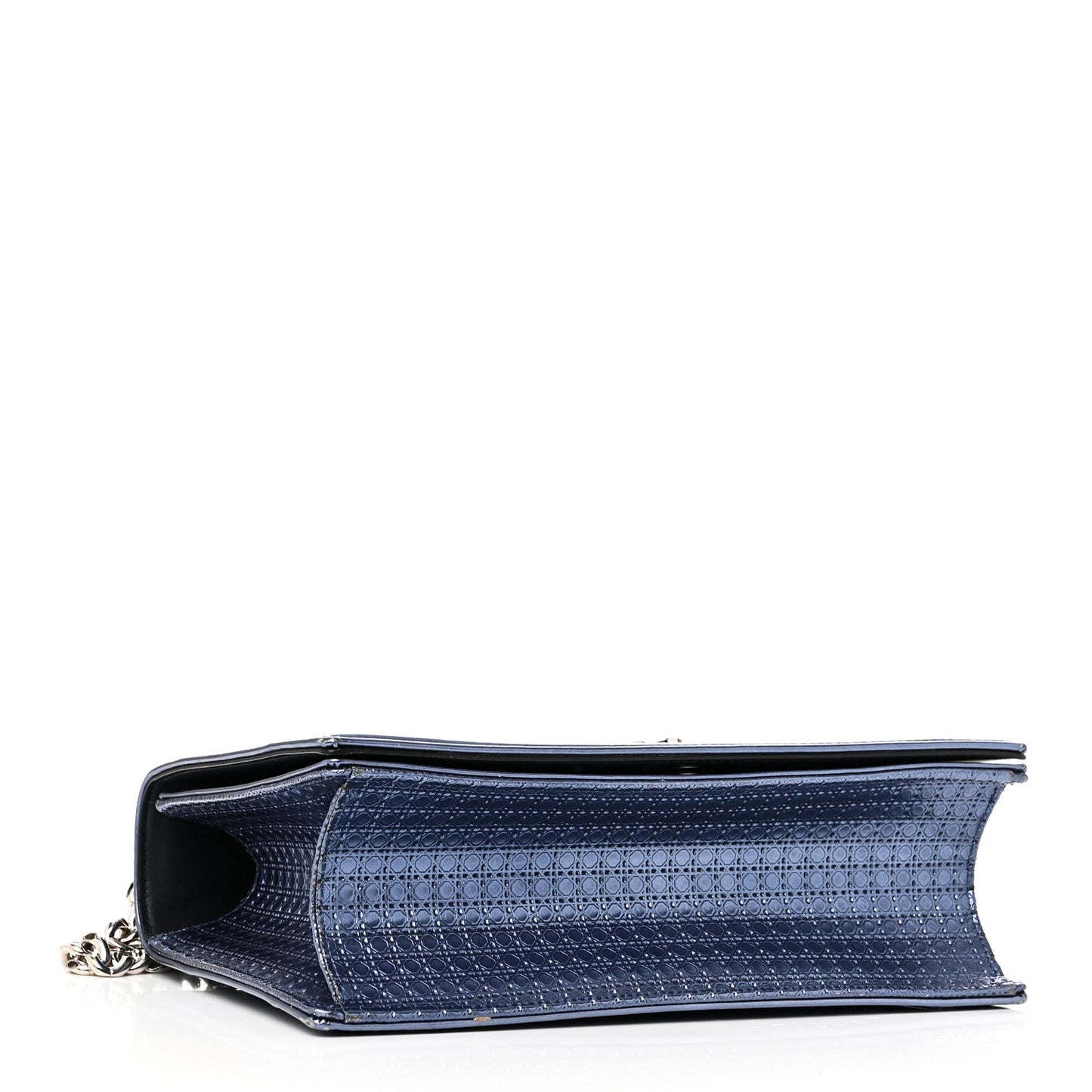 Christian Dior Patent Micro-Cannage Medium Diorama Flap Bag Blue