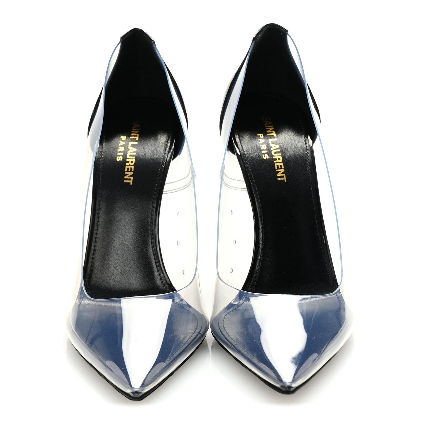 Saint Laurent Patent Calfskin PVC Opyum 110 Pump 39 Black Transparent