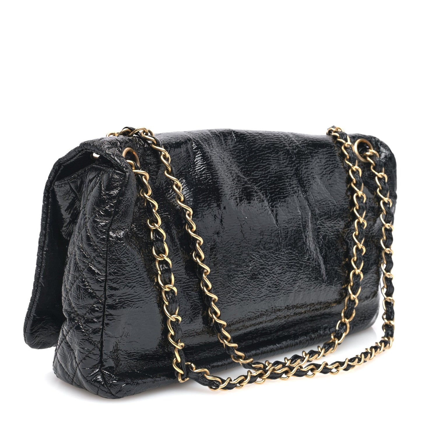 Chanel Vinyl Medium Rock and Chain Flap Black