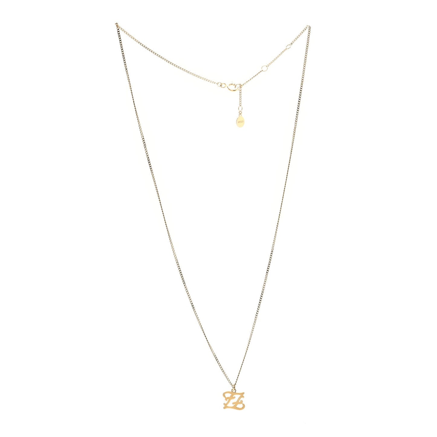 Fendi Metal Karligraphy Necklace Gold