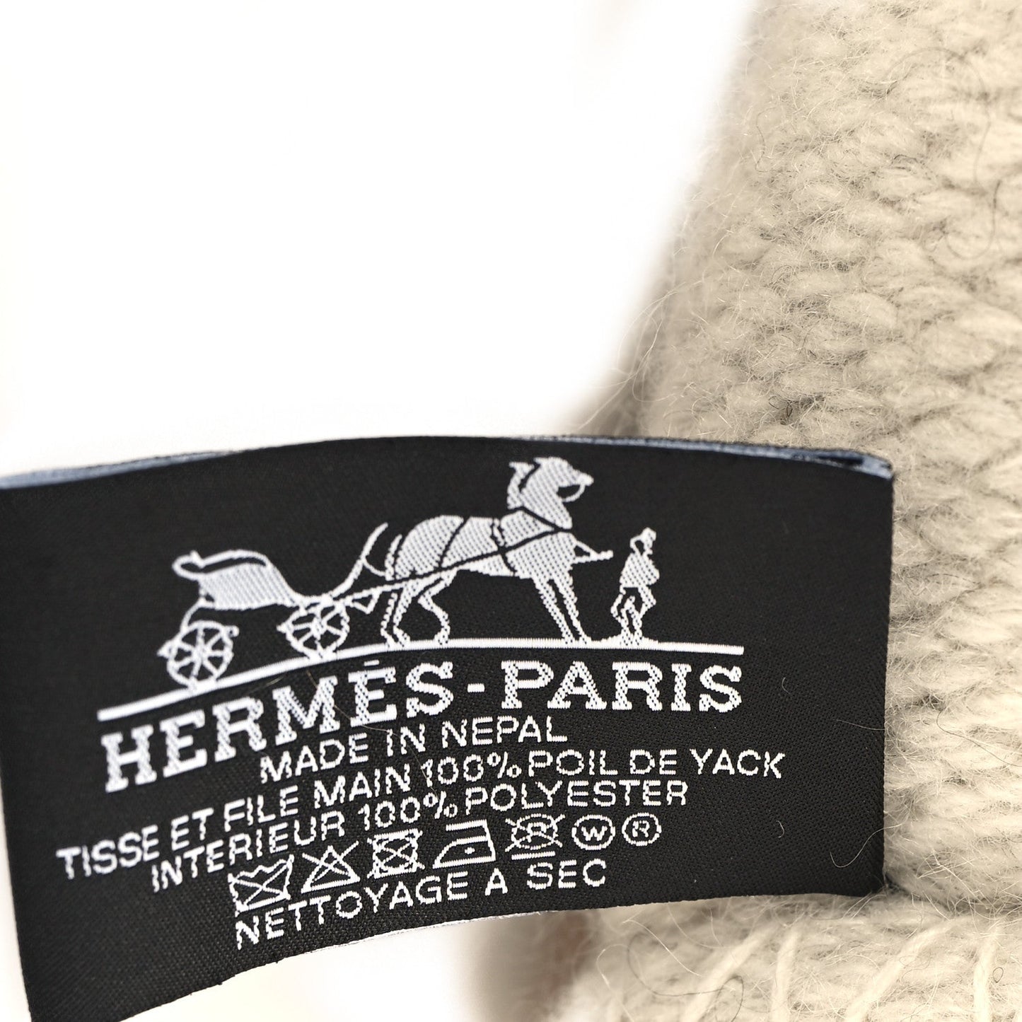 Hermes Tibetan Yak Yack'n'Dye Pillow PM Ecru Gris Fonce