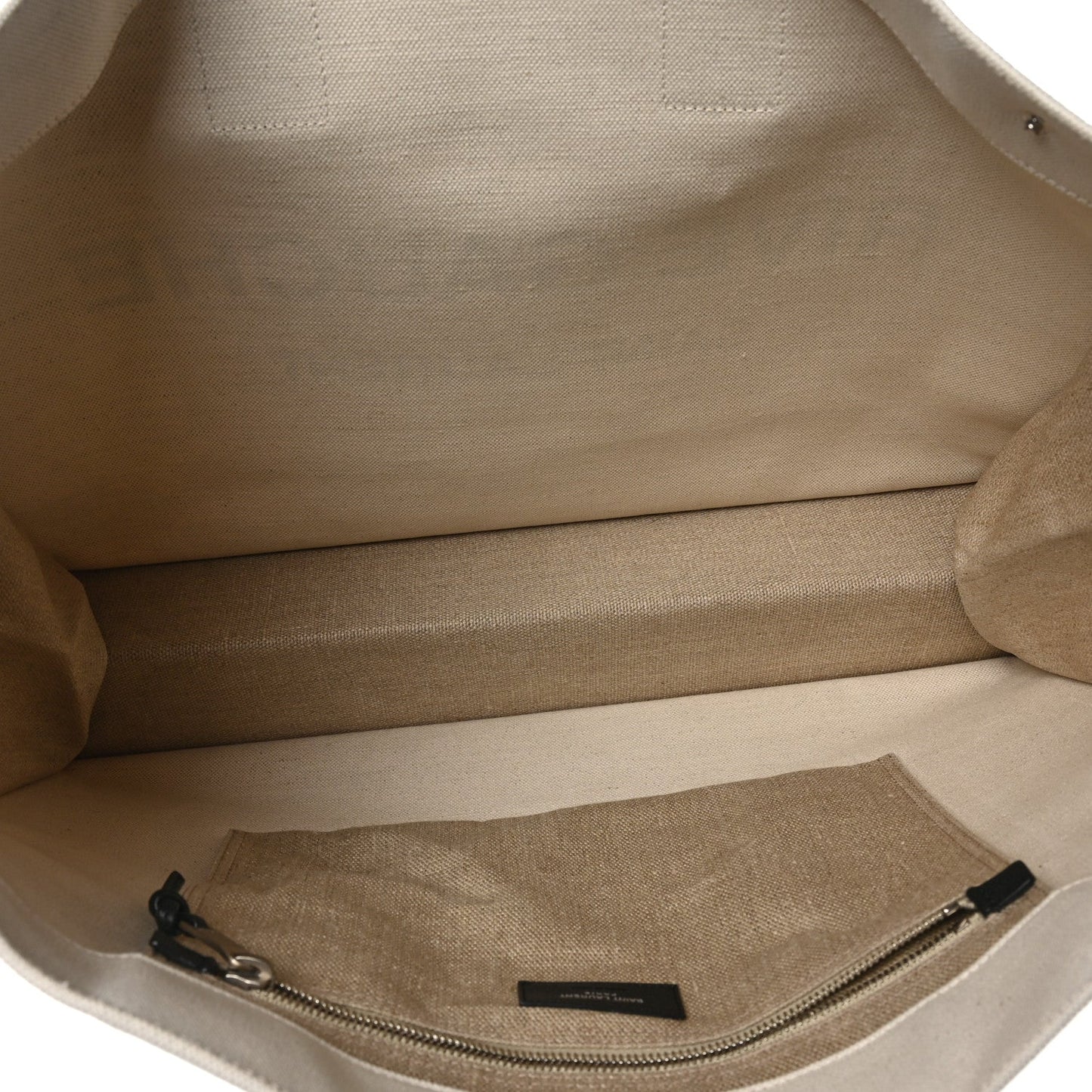 Saint Laurent Linen Calfskin Rive Gauche Tote Greggio Natural