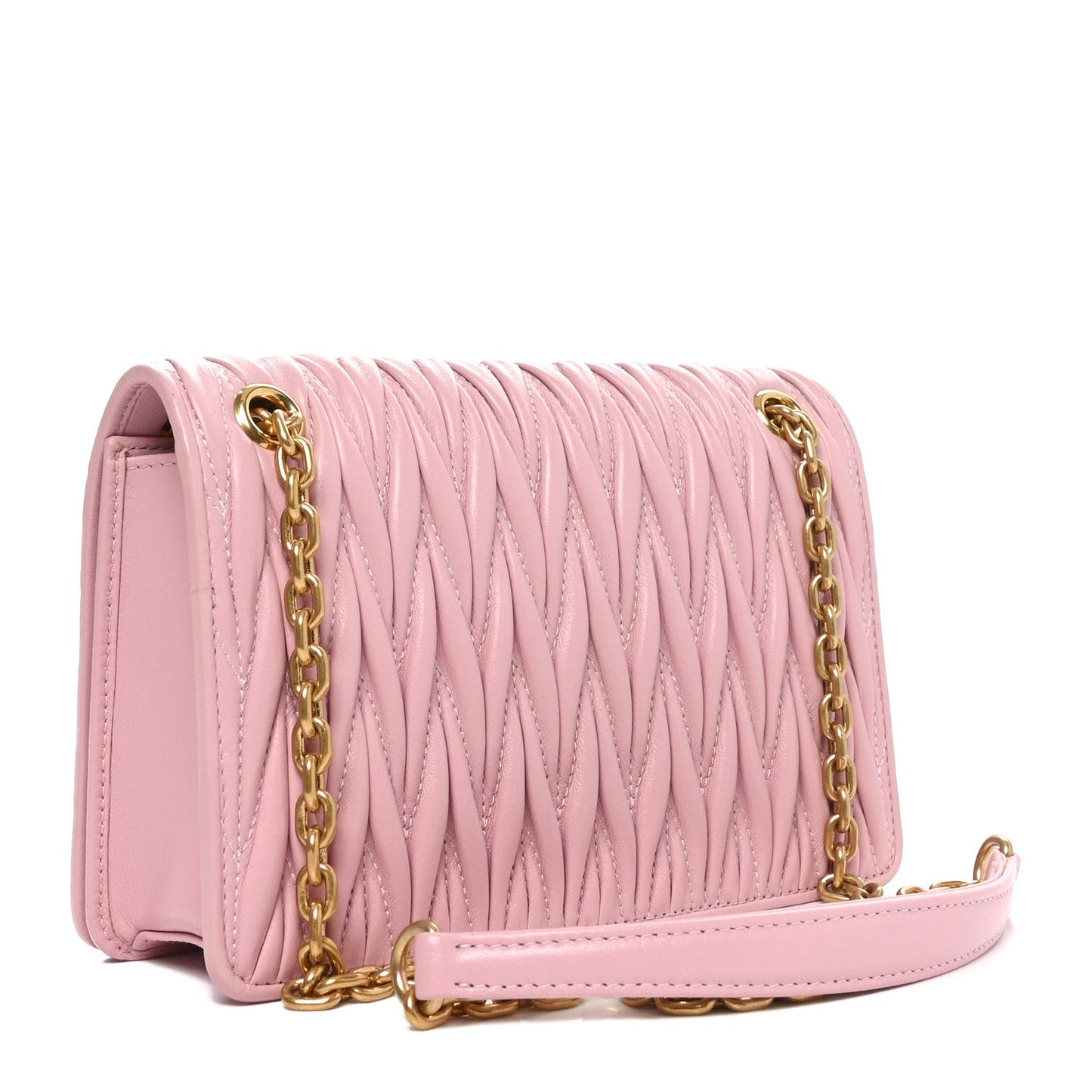 Miu Miu Nappa Matelasse Mini Chain Bag Alabastro
