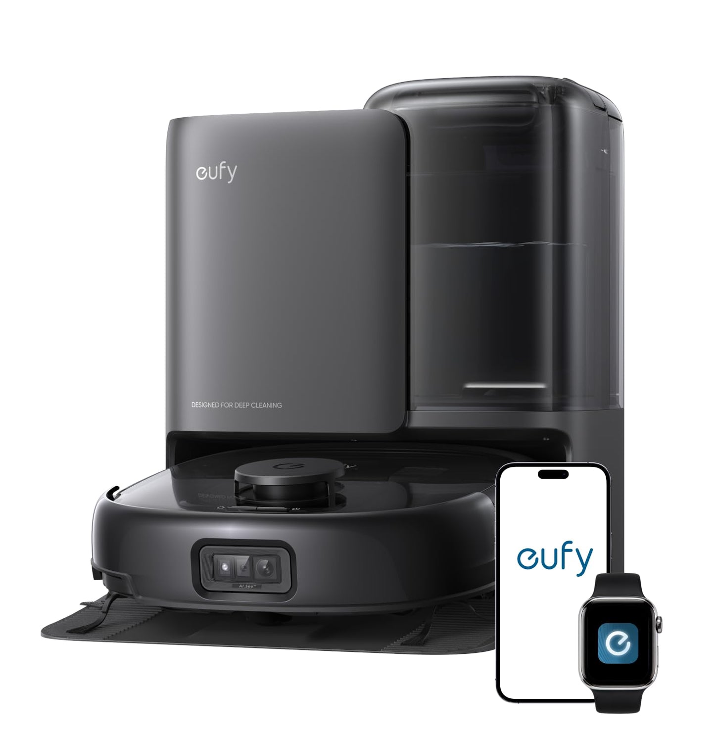eufy E25 Omni Robot Vacuum Cleaner with Mop, HydroJet System, 20,000 Pa Turbo Powerful Suction, Zero Tangling, Corner-to-Edge Deep Cleaning and Mop Lifting, with Auto All-In-One Station