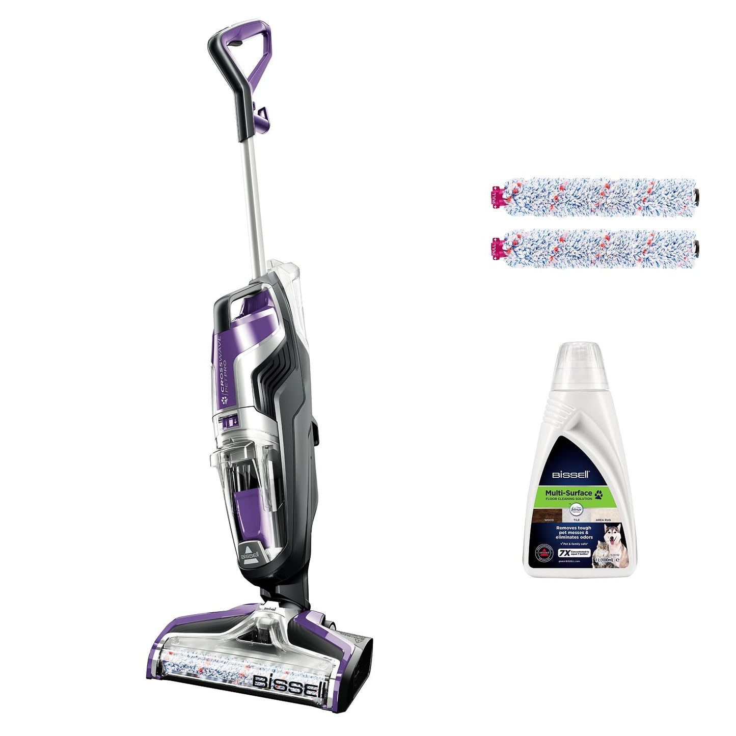 BISSELL CrossWave Pet Pro, 3-in-1 Multi-Surface Wet and Dry Vacuum Cleaner, Floor Cleaner Machine All in 1 Step, Vacuums, Washes & Dries, Hard Floors & Area Rugs, For Pet Owners, Corded, 2224E
