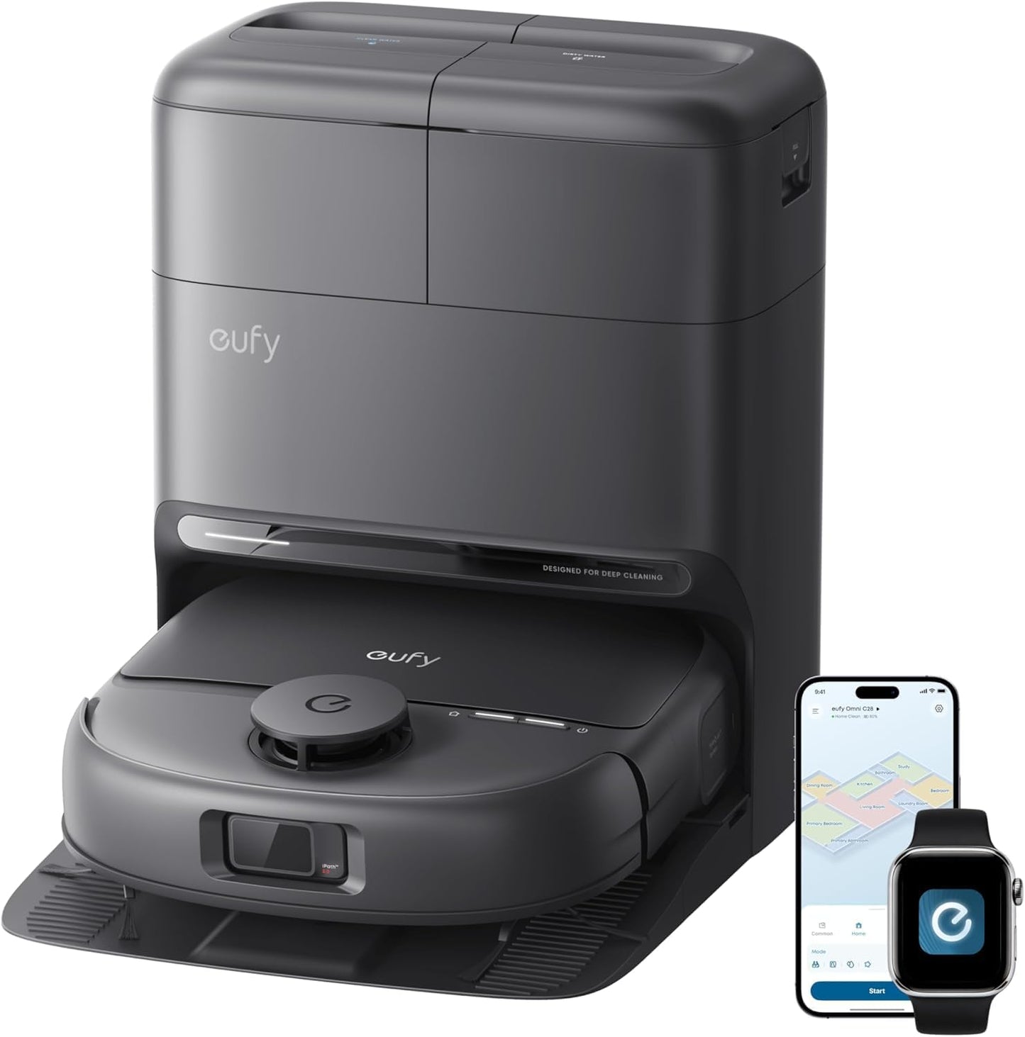 eufy New 2026 Robot Vacuum Cleaner With Mop,C28 Omni,HydroJet Self-Cleaning Roller Mop,Upgraded from X10 Pro,15,000Pa Suction,All-in-1 Station,Tangle-Free,Auto Mop Washing&Drying,AI Obstacle Avoidance