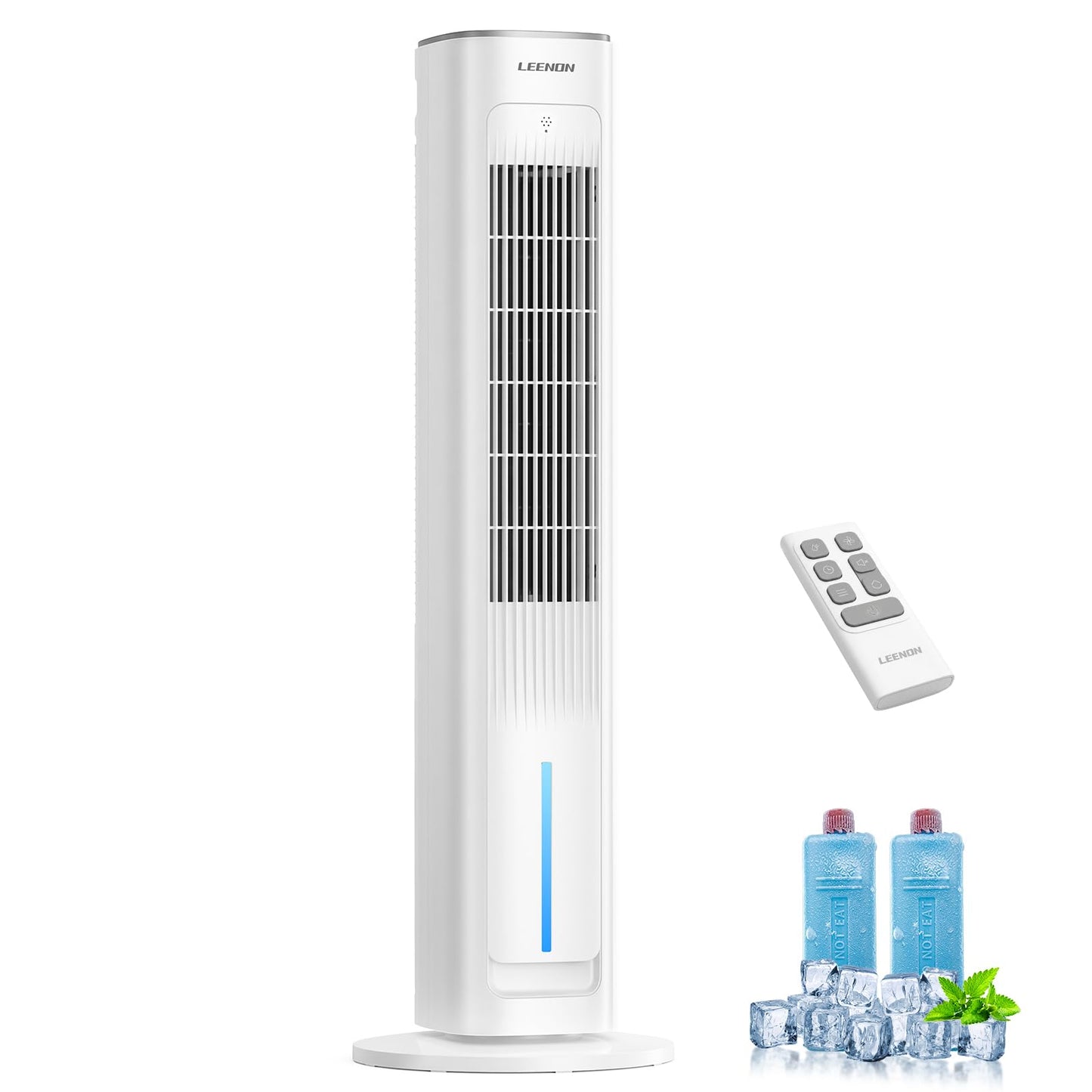 LEENON 3in1 Evaporative Air Cooler, 38" Tower Fan with Remote, As Low As 35dB Quiet Portable Cooling Fan for Bedroom, 3 Speeds & 4 Modes, 12H Timer, Auto Oscillating Air Cooler for Home & Office
