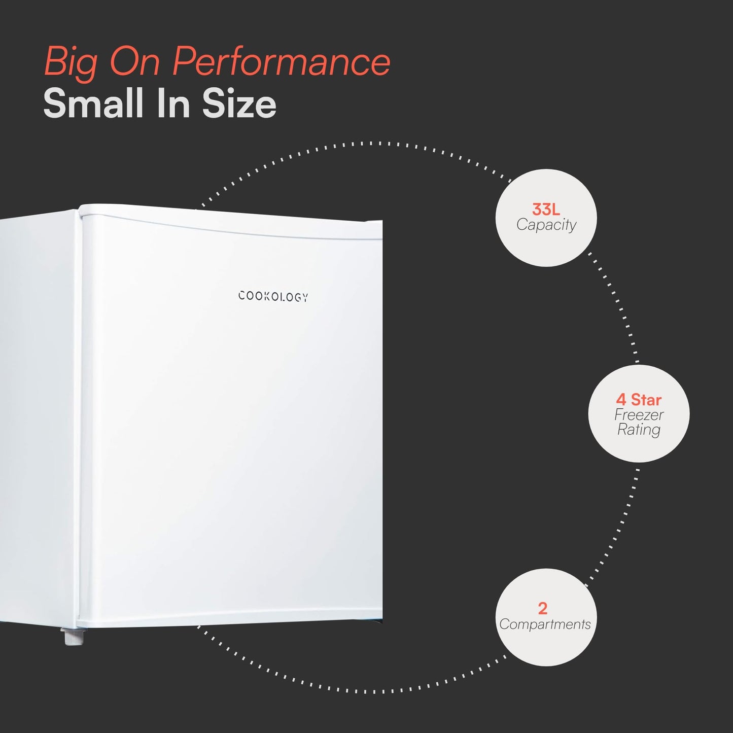Cookology MFZ32WH Table Top Mini Freezer in White - 31 Litre Capacity - For Counter Tops - Adjustable Temperature Control & Legs - Removable Wire Shelf - 4 Star Rating