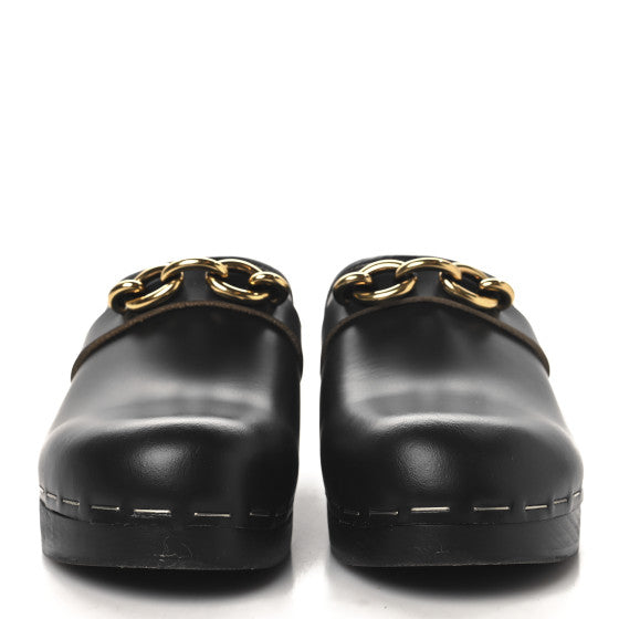 Saint Laurent Smooth Calfskin Le Maillon Clogs 39 Black