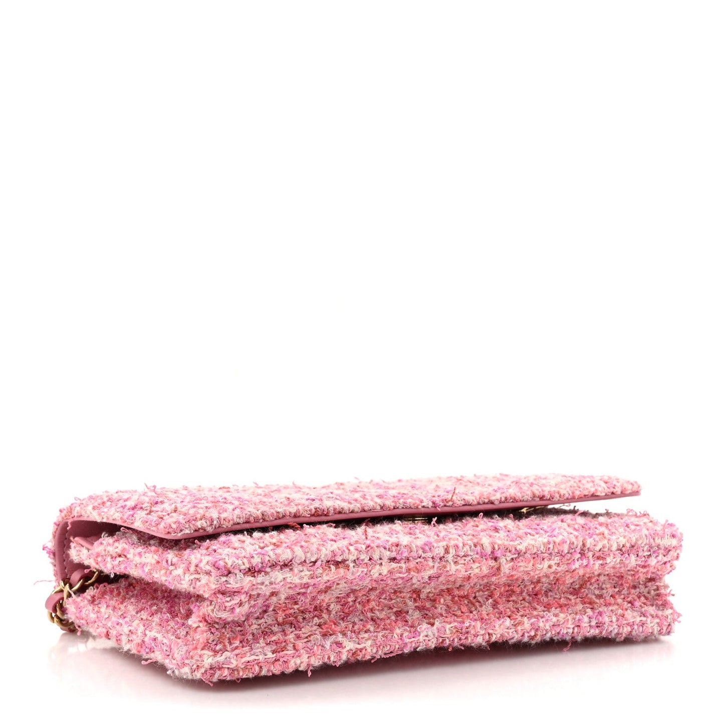 Chanel Tweed Quilted Wallet On Chain WOC Pink
