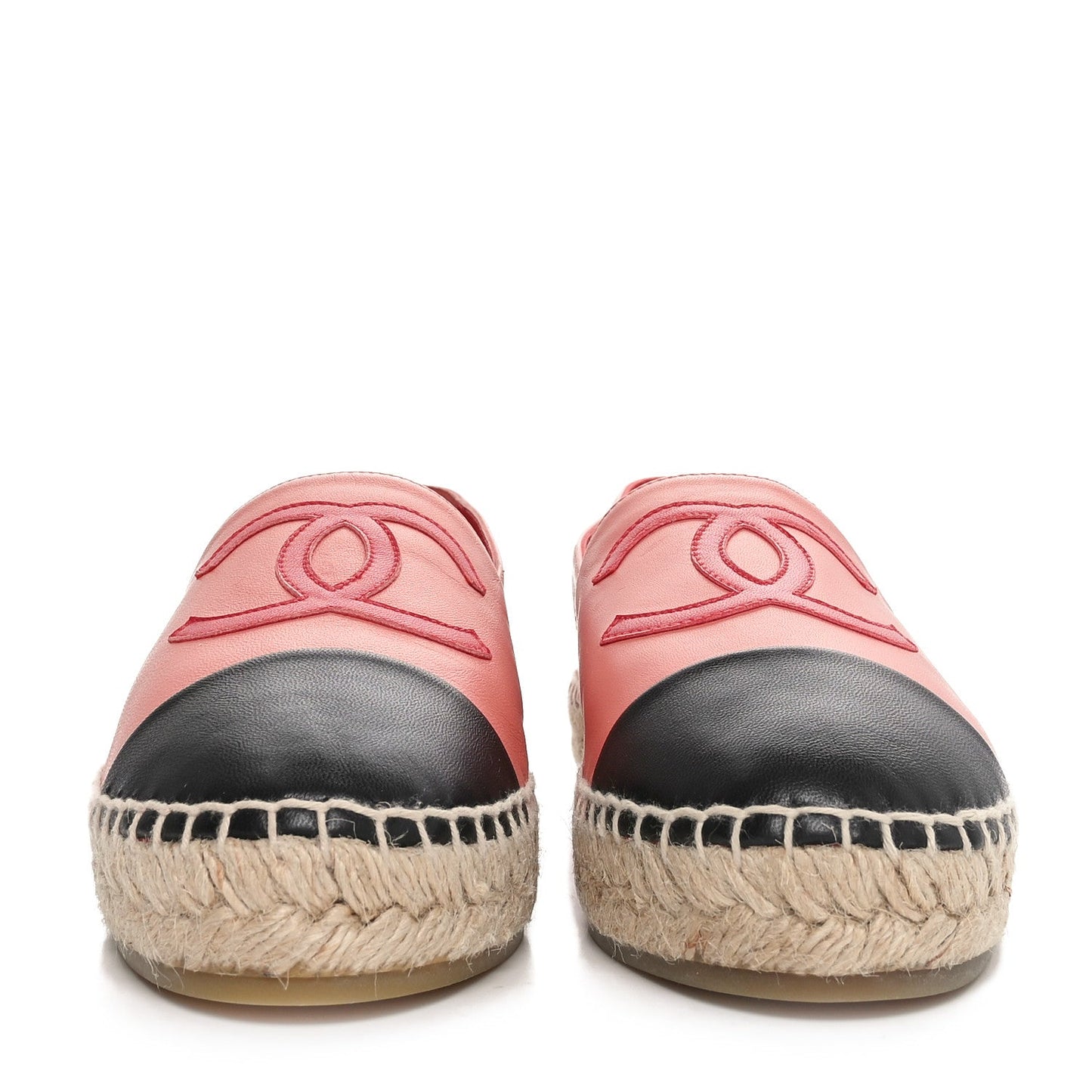 Chanel Lambskin CC Espadrilles 39 Pink Red Black