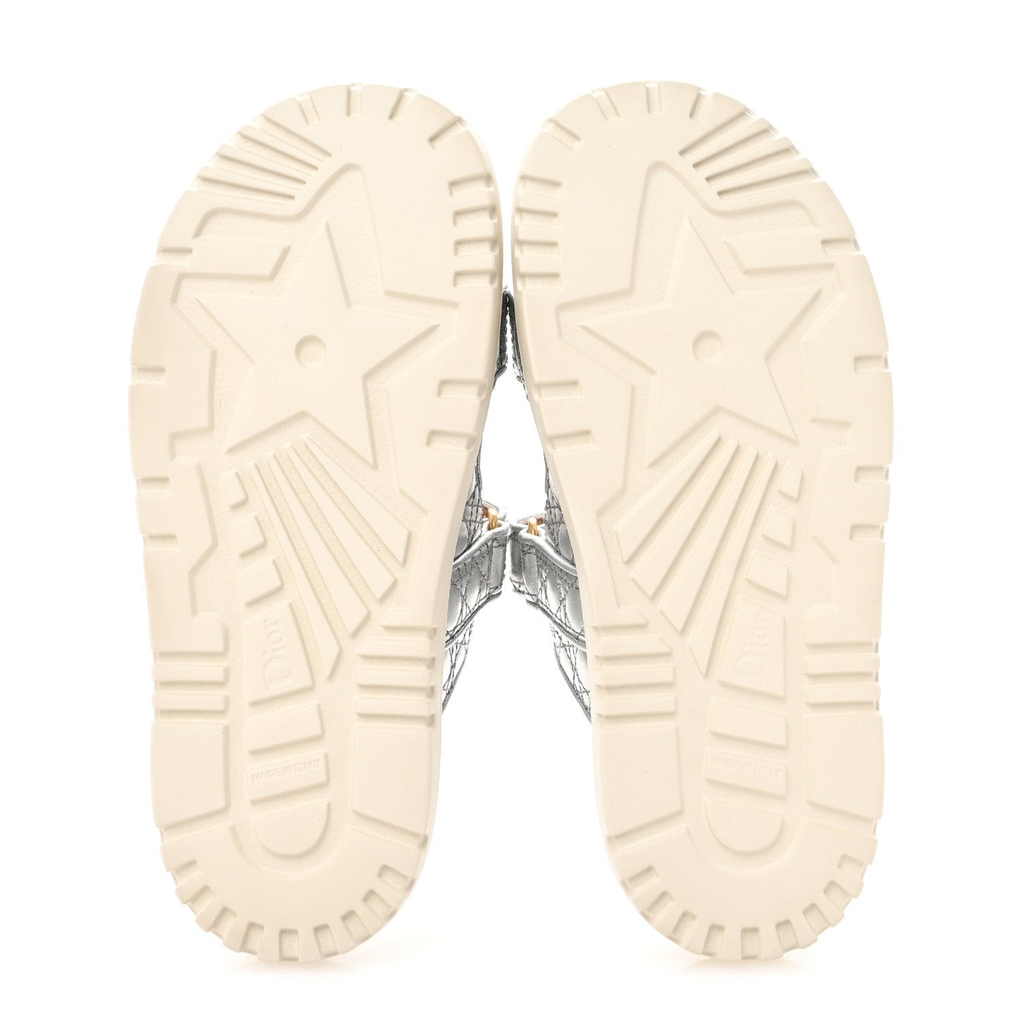 Christian Dior Laminated Sheepskin Cannage Dior Or Dioract Slide Sandals 39 Steel