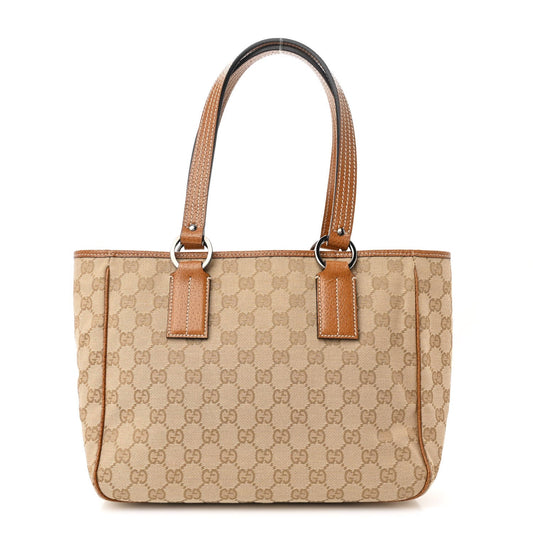 Gucci Monogram Medium Tote Beige Brown