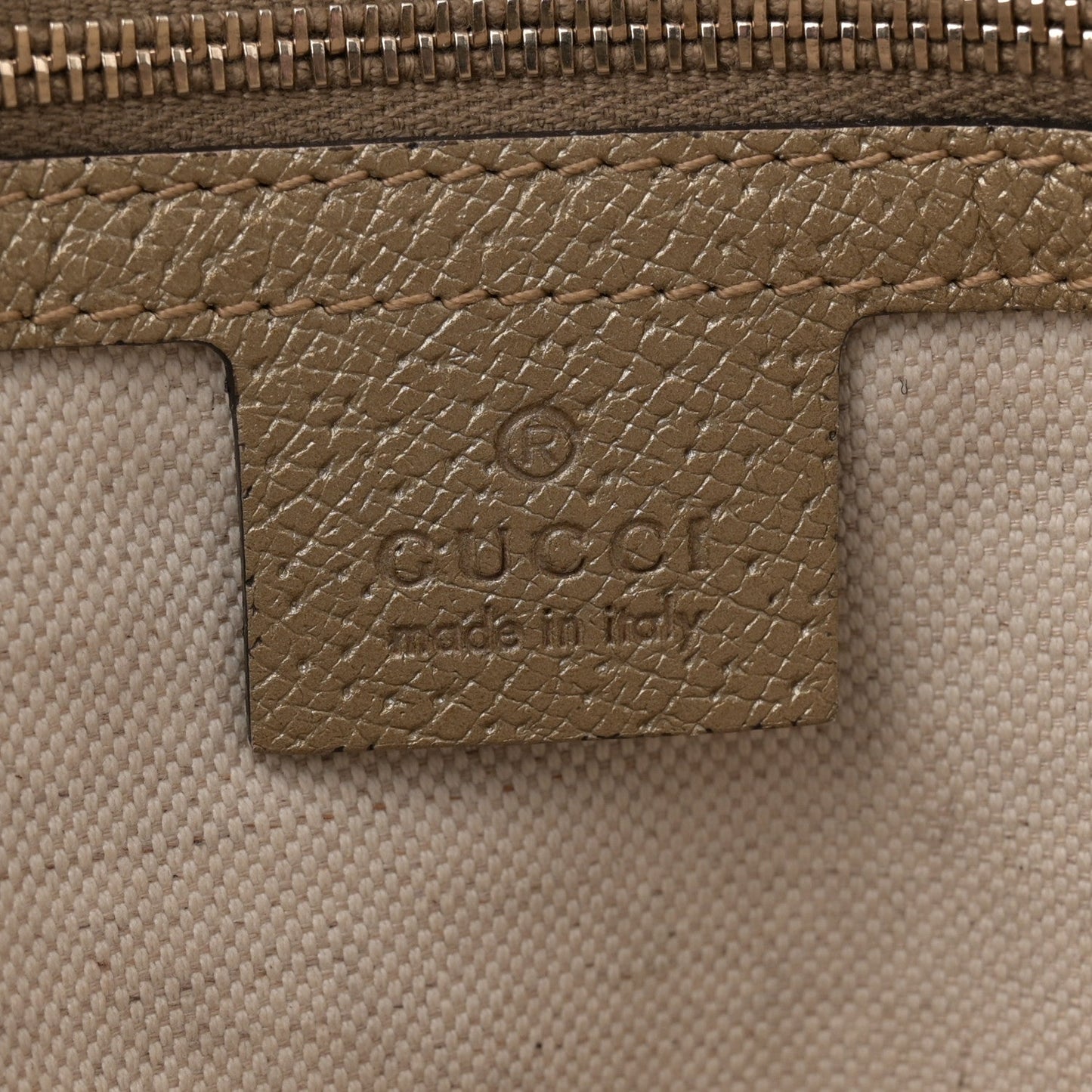 Gucci Monogram Medium Bree Zippered Tote Beige Golden Beige