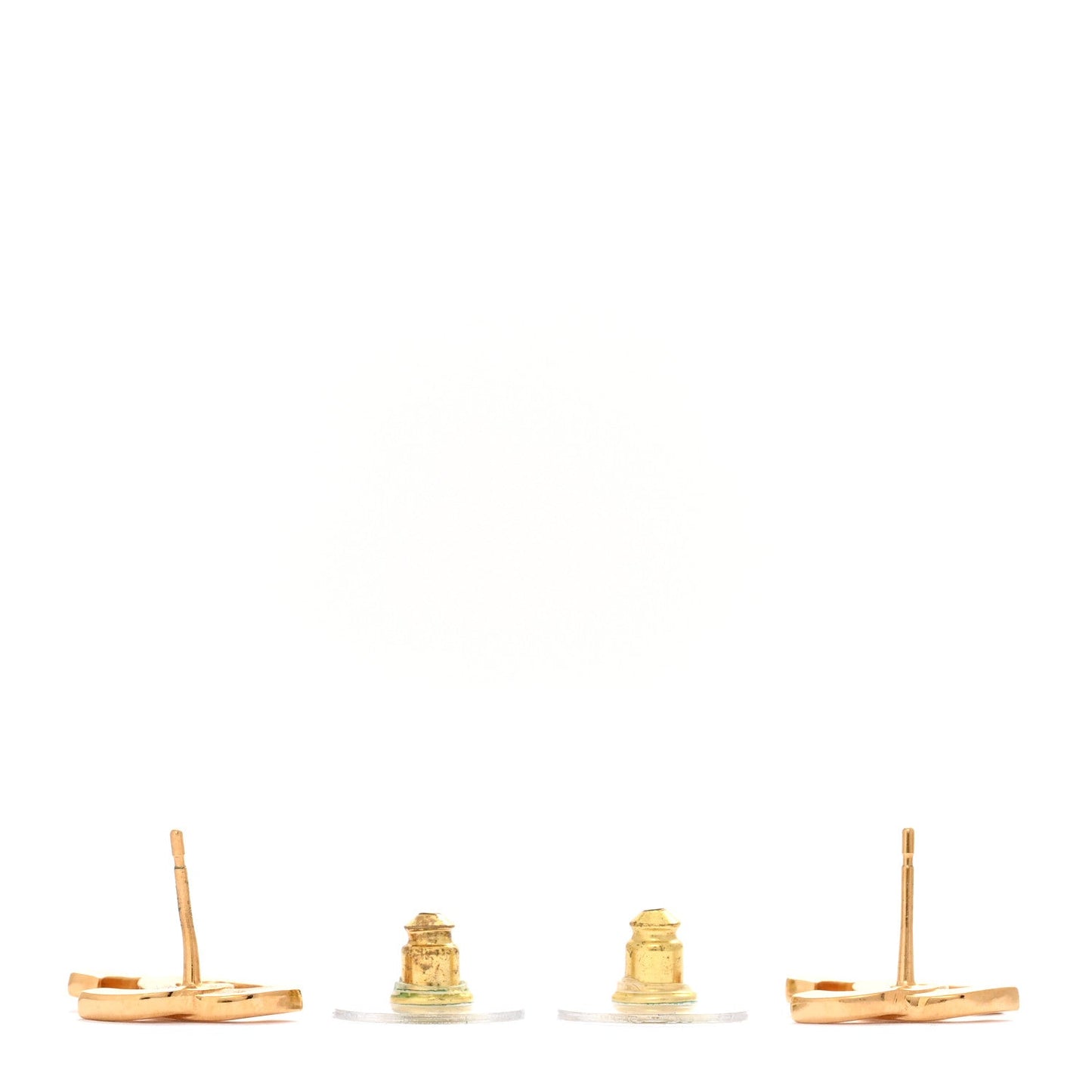 Chanel Metal CC Paris Button Stud Earrings Gold