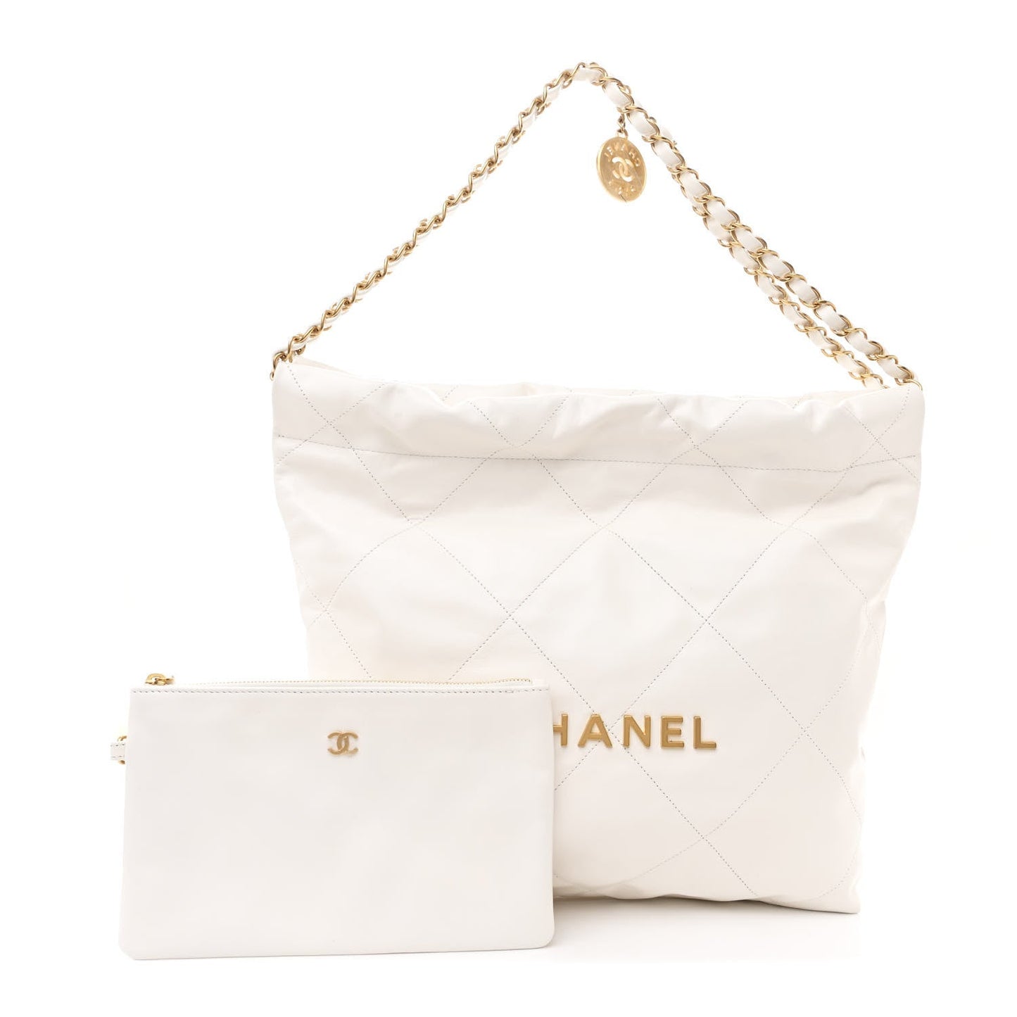 Chanel Shiny Calfskin Quilted Small 22 White