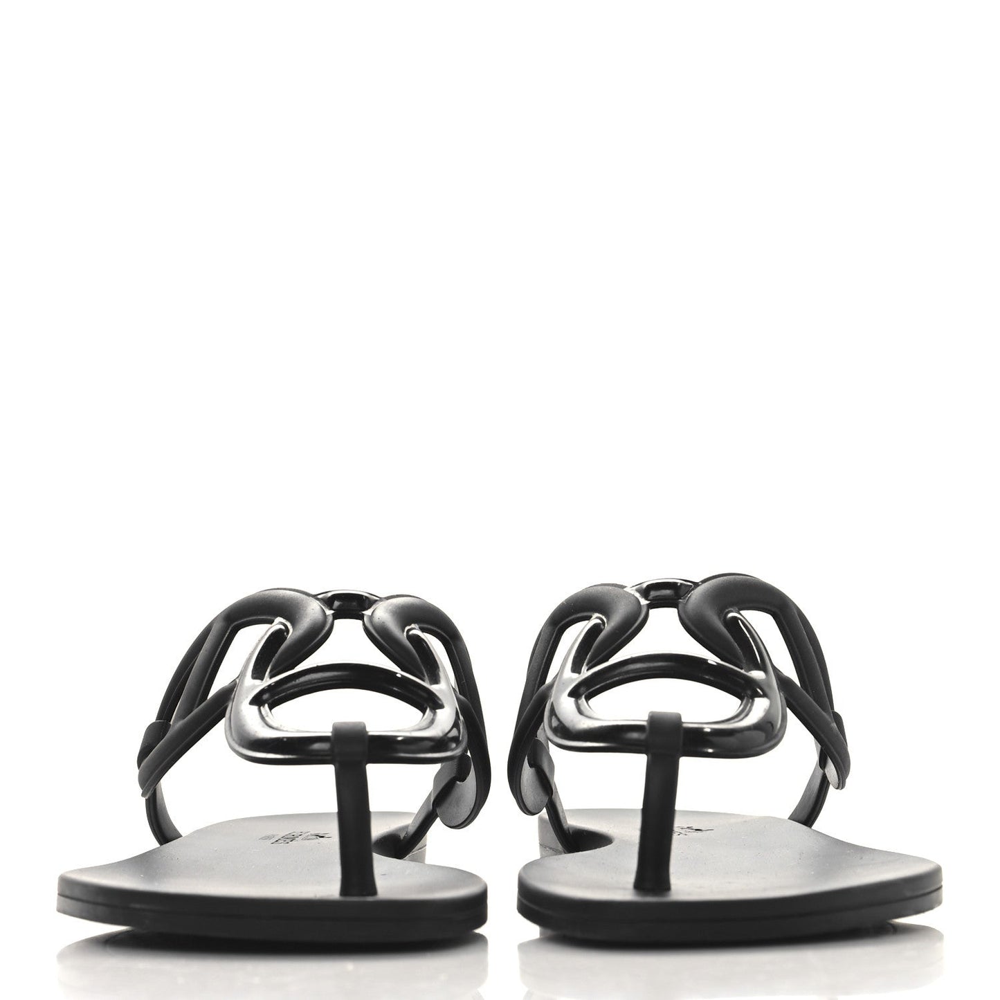 Hermes Rubber Womens Egerie Sandals 37 Black
