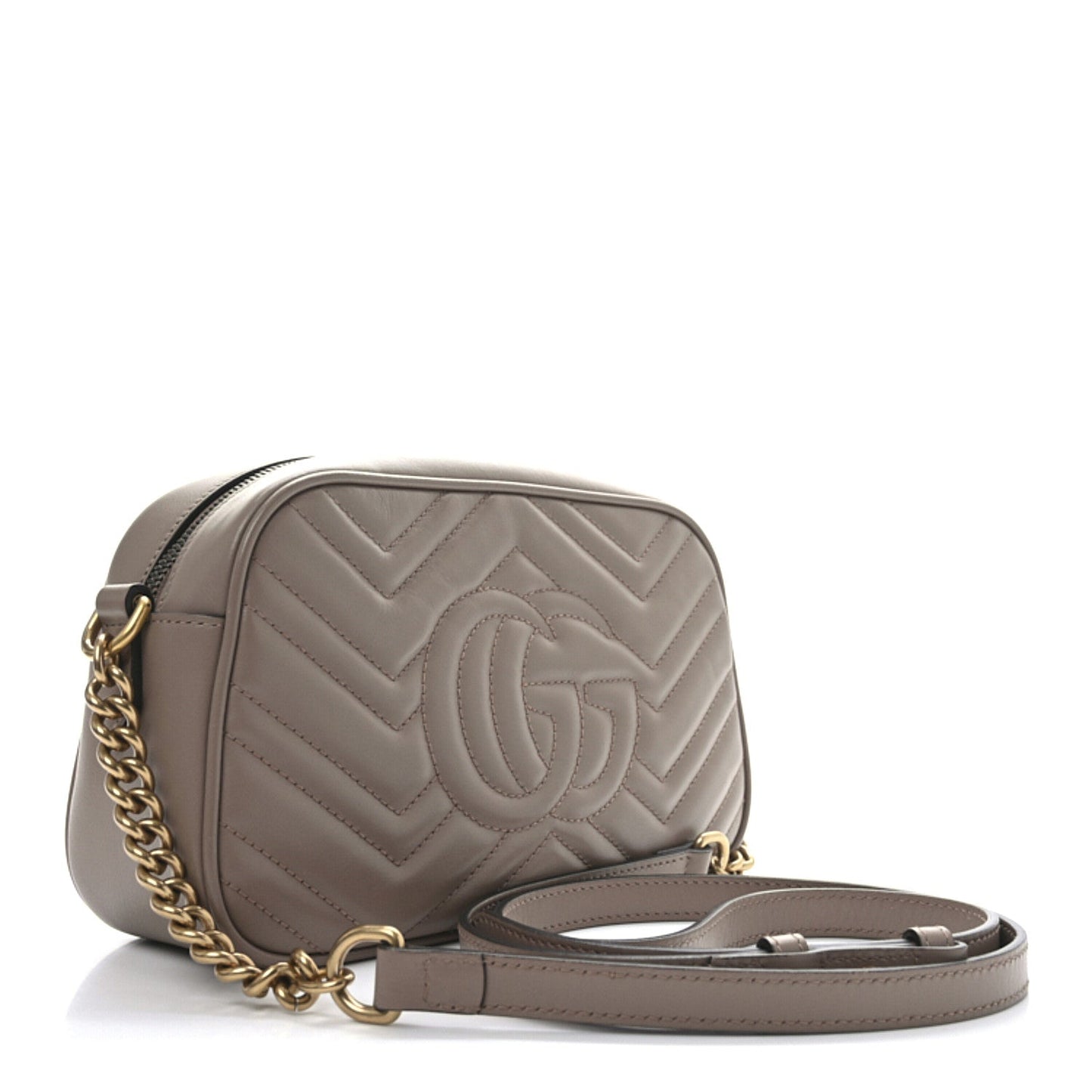 Gucci Calfskin Matelasse Small GG Marmont Chain Shoulder Bag Porcelain Rose