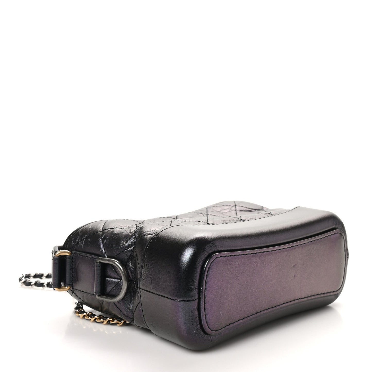 Chanel Iridescent Aged Calfskin Quilted Small Gabrielle Hobo Black