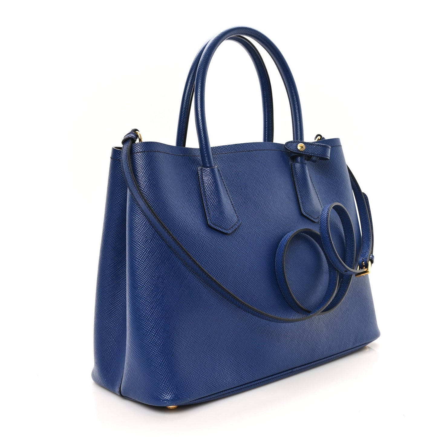 Prada Saffiano Cuir Small Double Bag Inchiostro