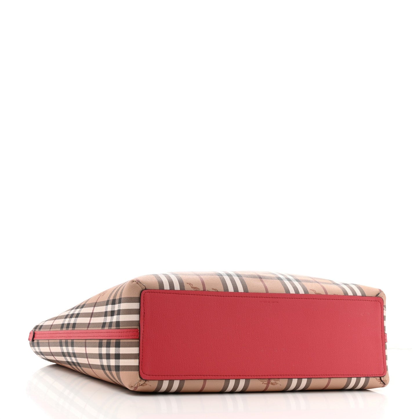 Burberry Haymarket Check Medium Reversible Tote Poppy Red
