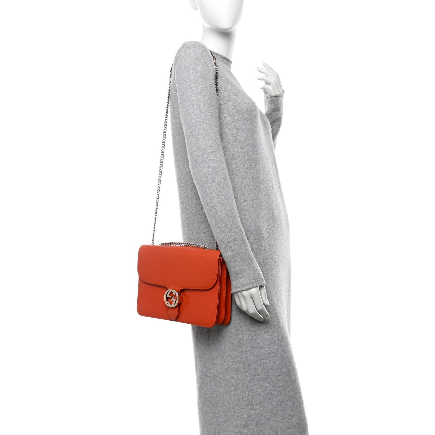 Gucci Dollar Calfskin InterLocking G Shoulder Bag Sun Orange