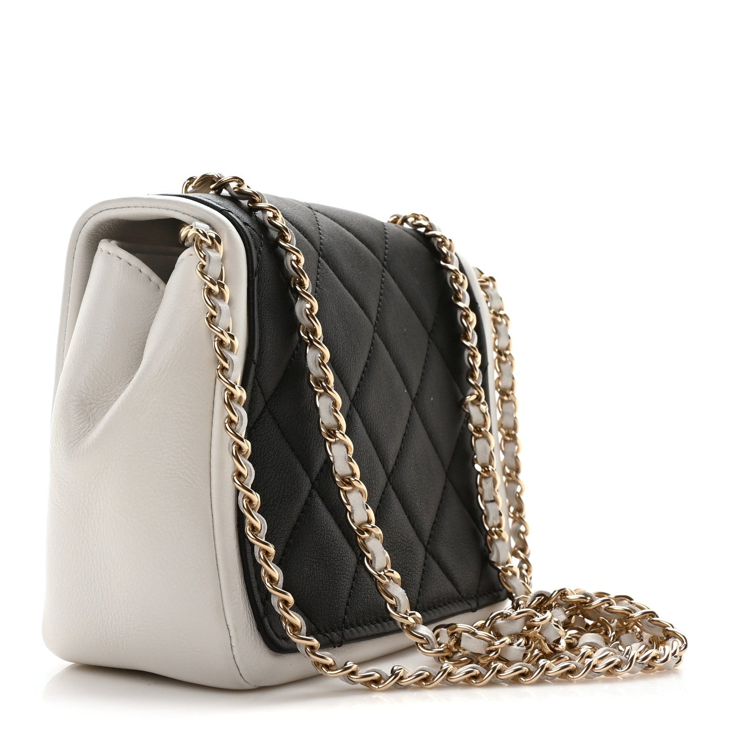 Chanel Lambskin Quilted Graphic Mini Flap Bag Black White