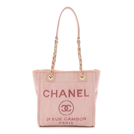 Chanel Mixed Fibers Calfskin Mini Deauville Tote Rose Pink
