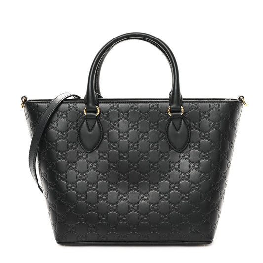 Gucci ssima Small Zippered Bucket Tote Black