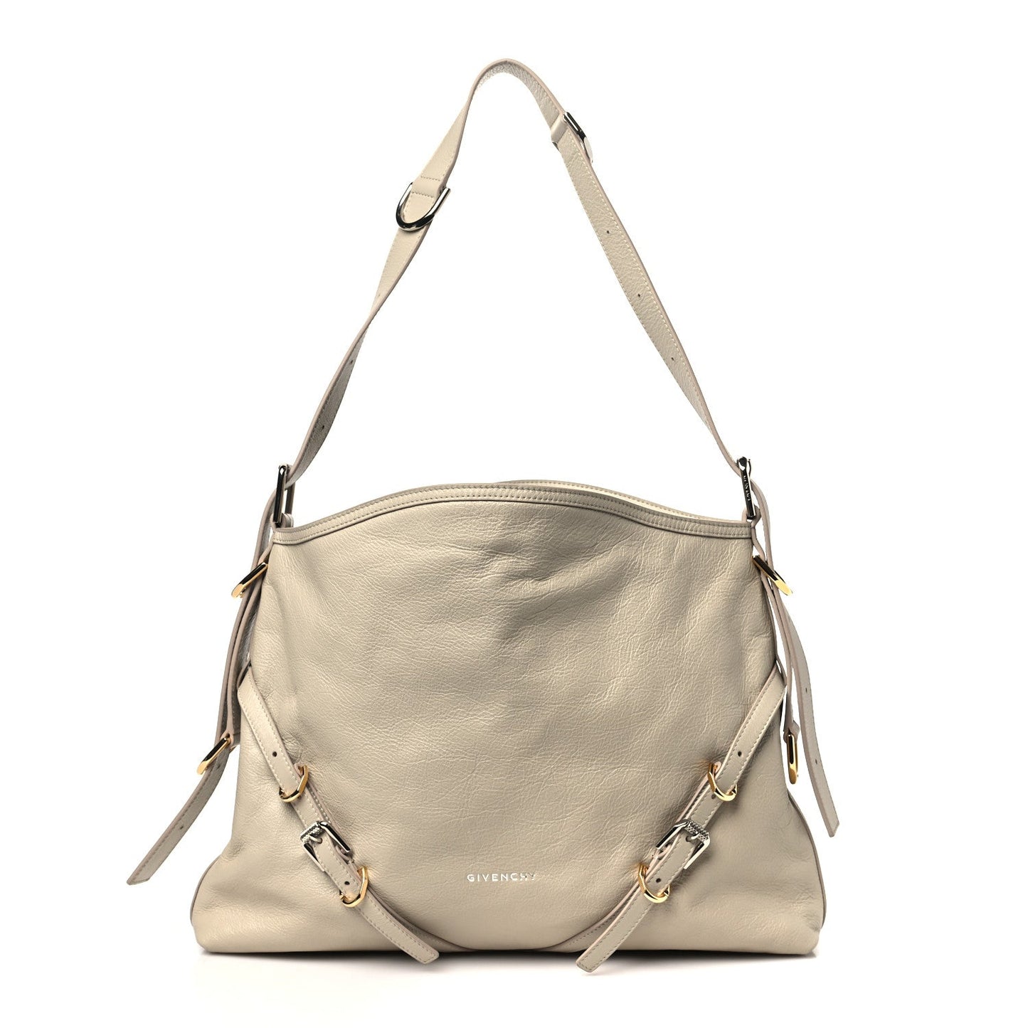 Givenchy Tumbled Calfskin Medium Voyou Bag Natural Beige