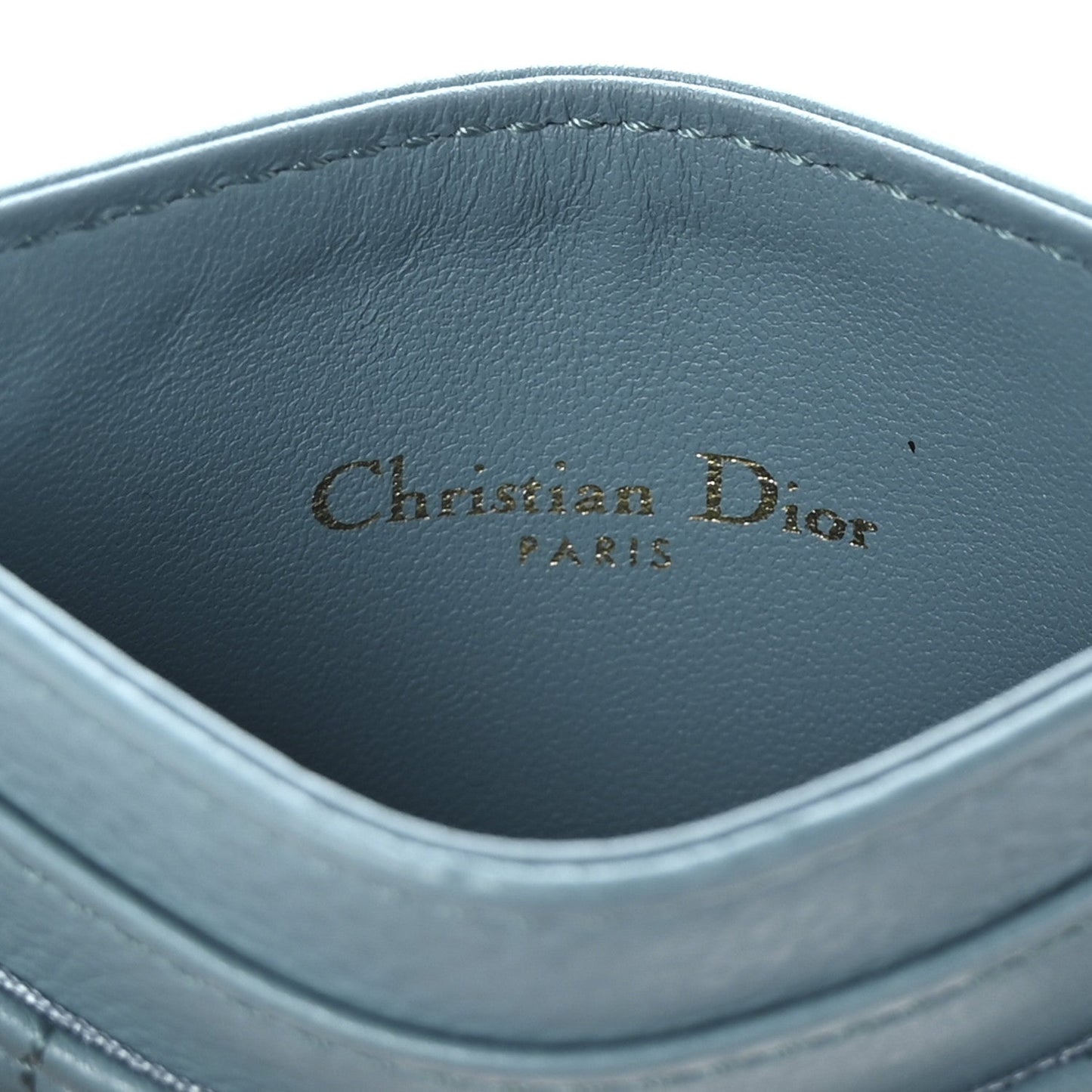 Christian Dior Supple Calfskin Cannage Caro Five-Slot Card Holder Turquoise