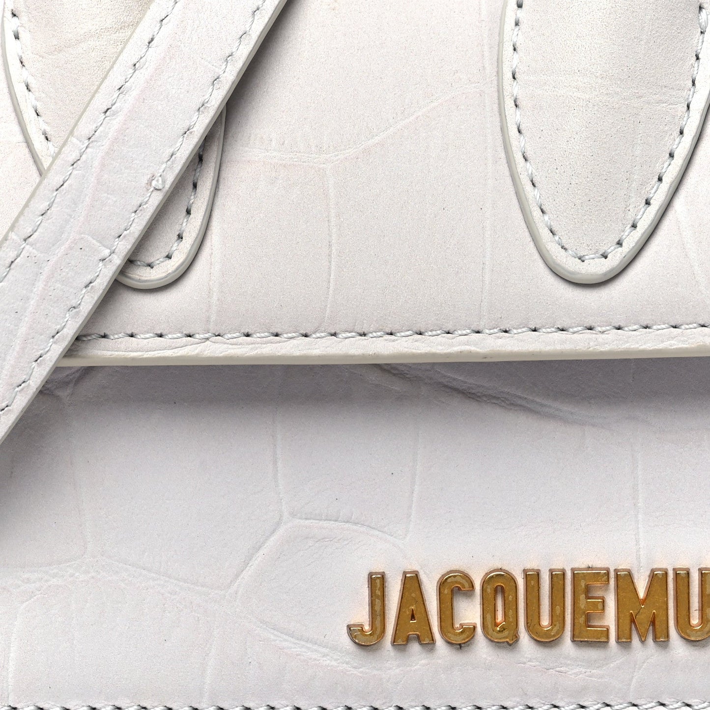 Jacquemus Suede Crocodile Embossed Le Chiquito Grey