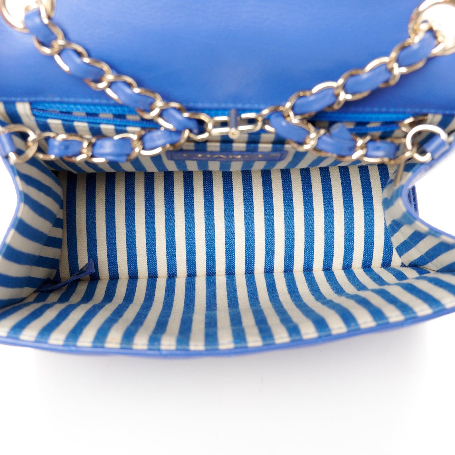 Chanel Calfskin Quilted Chevron Small Single Flap Blue