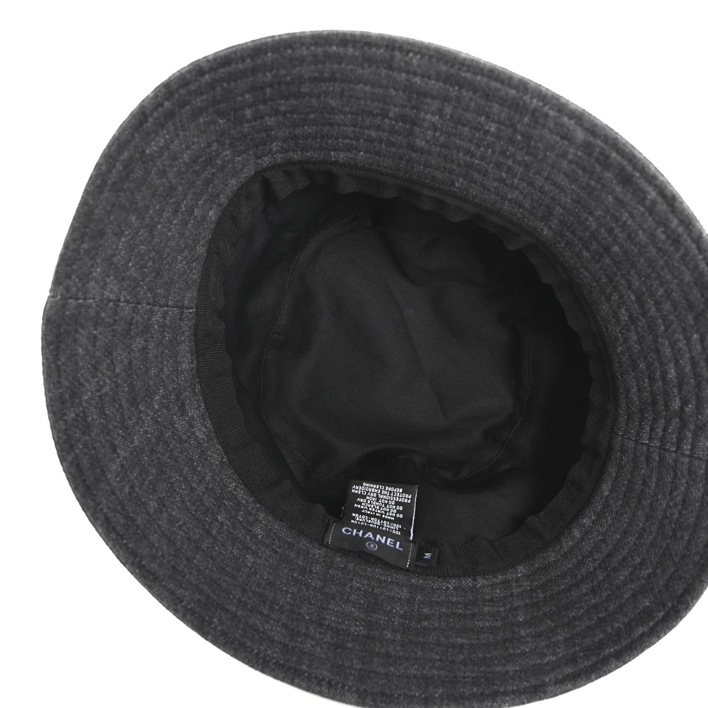 Chanel Denim Sequin Cloche Logo Bucket Hat M Black