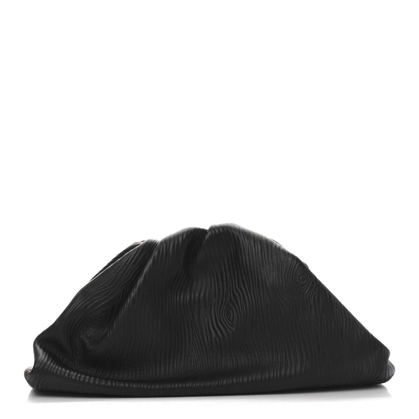 Bottega Veneta Bark Calfskin Embossed The Pouch Oversized Clutch Black