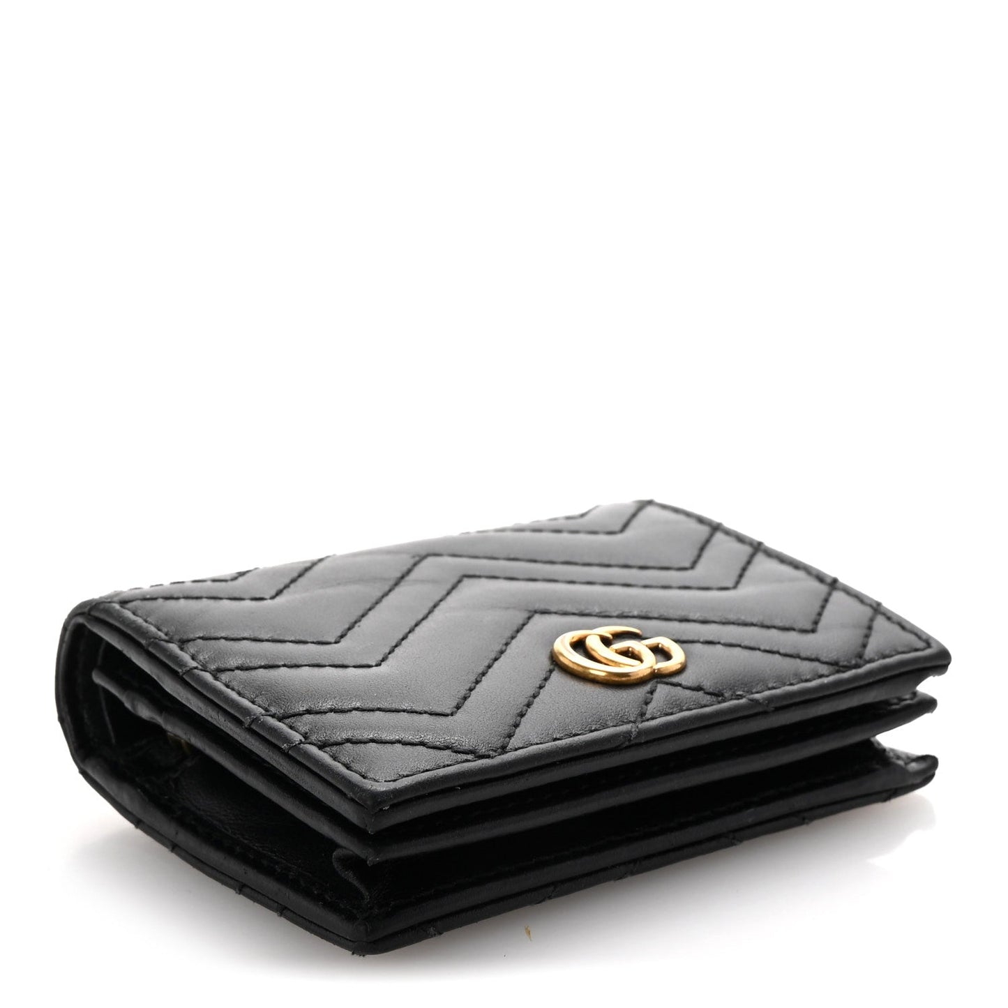 Gucci Calfskin Matelasse GG Marmont Card Case Wallet Black
