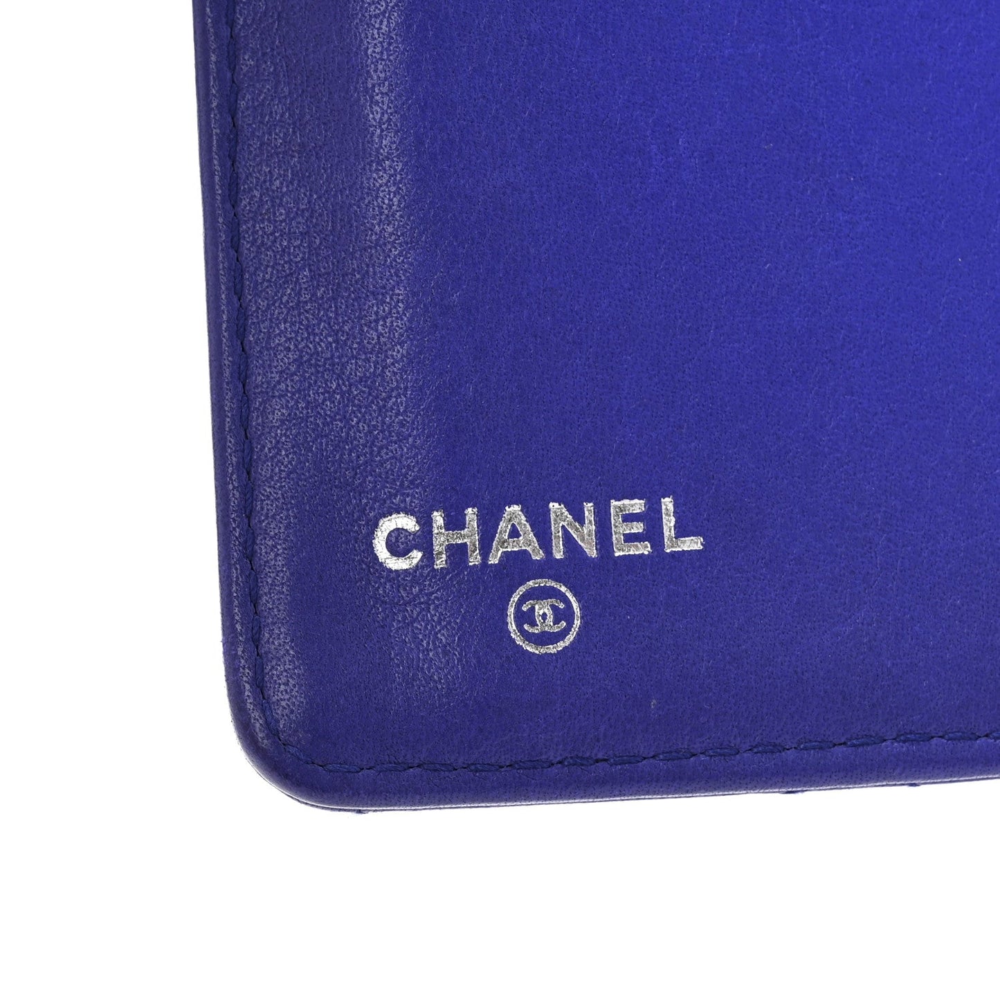 Chanel Calfskin Stitched Fancy CC Yen Wallet Blue