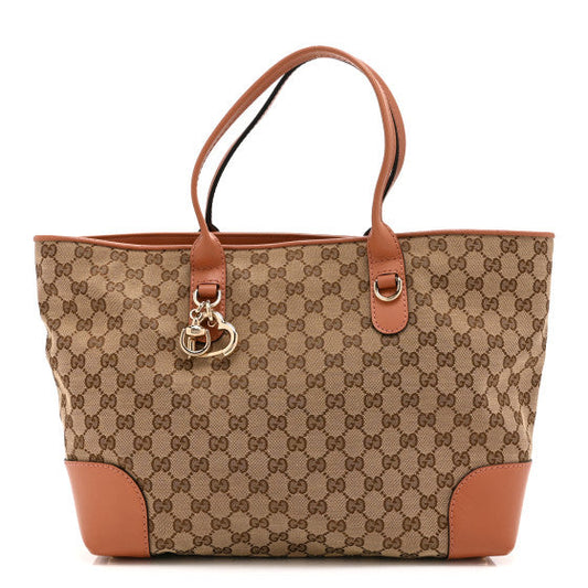 Gucci Monogram Large Heart Bit Charm Top Handle Tote Coral