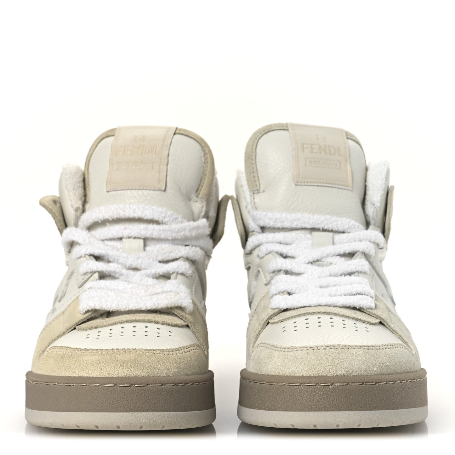 Fendi Suede Vitello Match High Top Sneakers 37 Ice White Ice Fendi White
